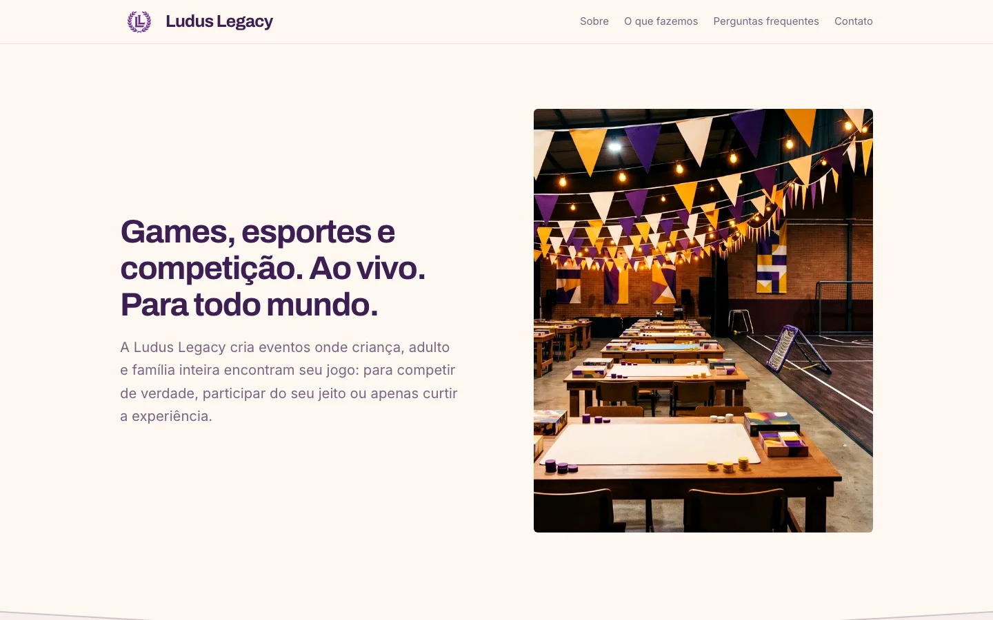 Página inicial do site Ludus Legacy